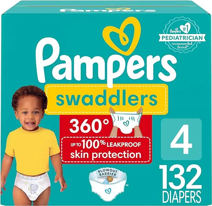 Pampers Swaddlers Diapers - Size 4, 150 Count, Ultra Soft Disposable Baby Diapers