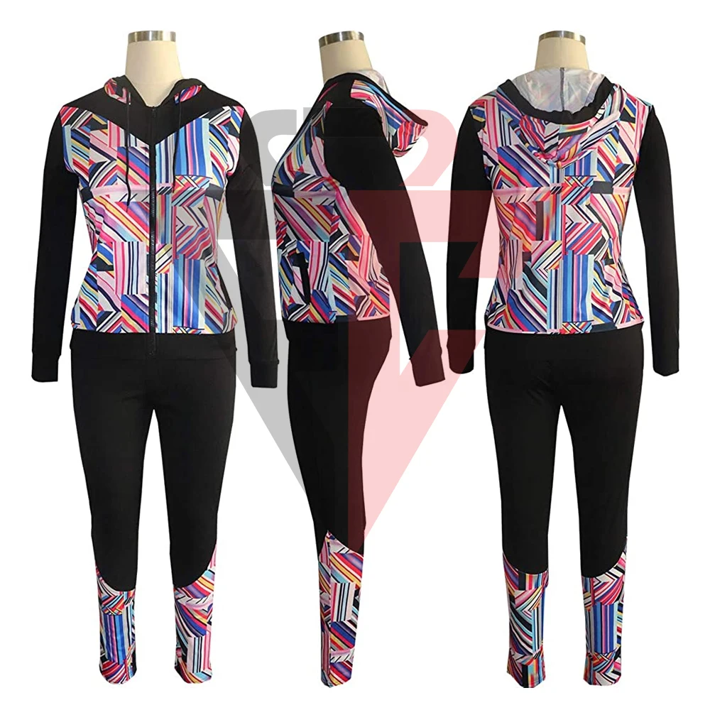 Comfortable Training & Jogging Wear Hooded Tracksuit, Women 2Pcs Solid Color Fleece Zipper Tracksuits