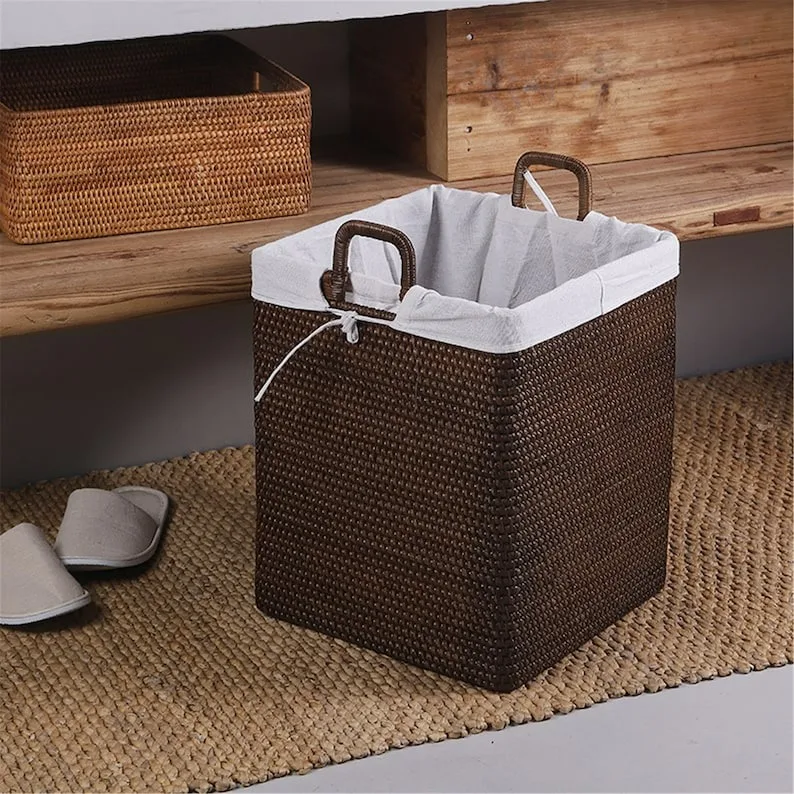 Basket Homme Design Multi Usage Wholesale Price Kid Laundry Custom Rattan Weave Square Storage Basket Made in Vietnam AGENAS