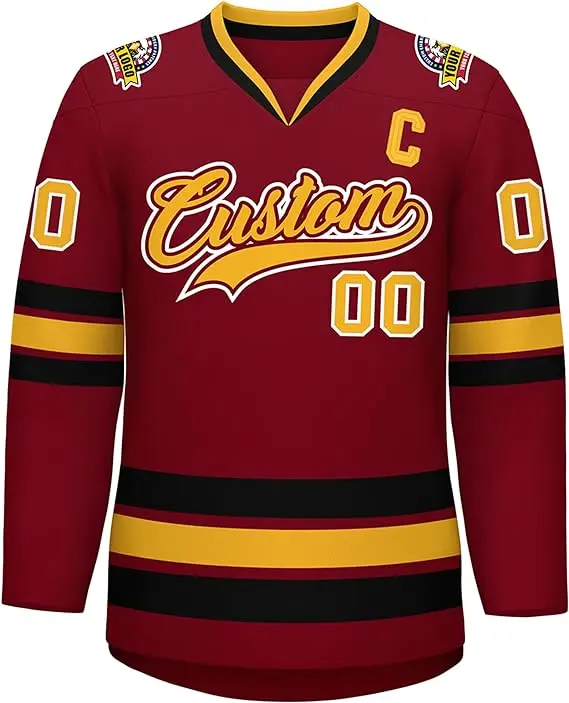 Custom number logo embroidery unisex design mesh fabric hockey jersey custom