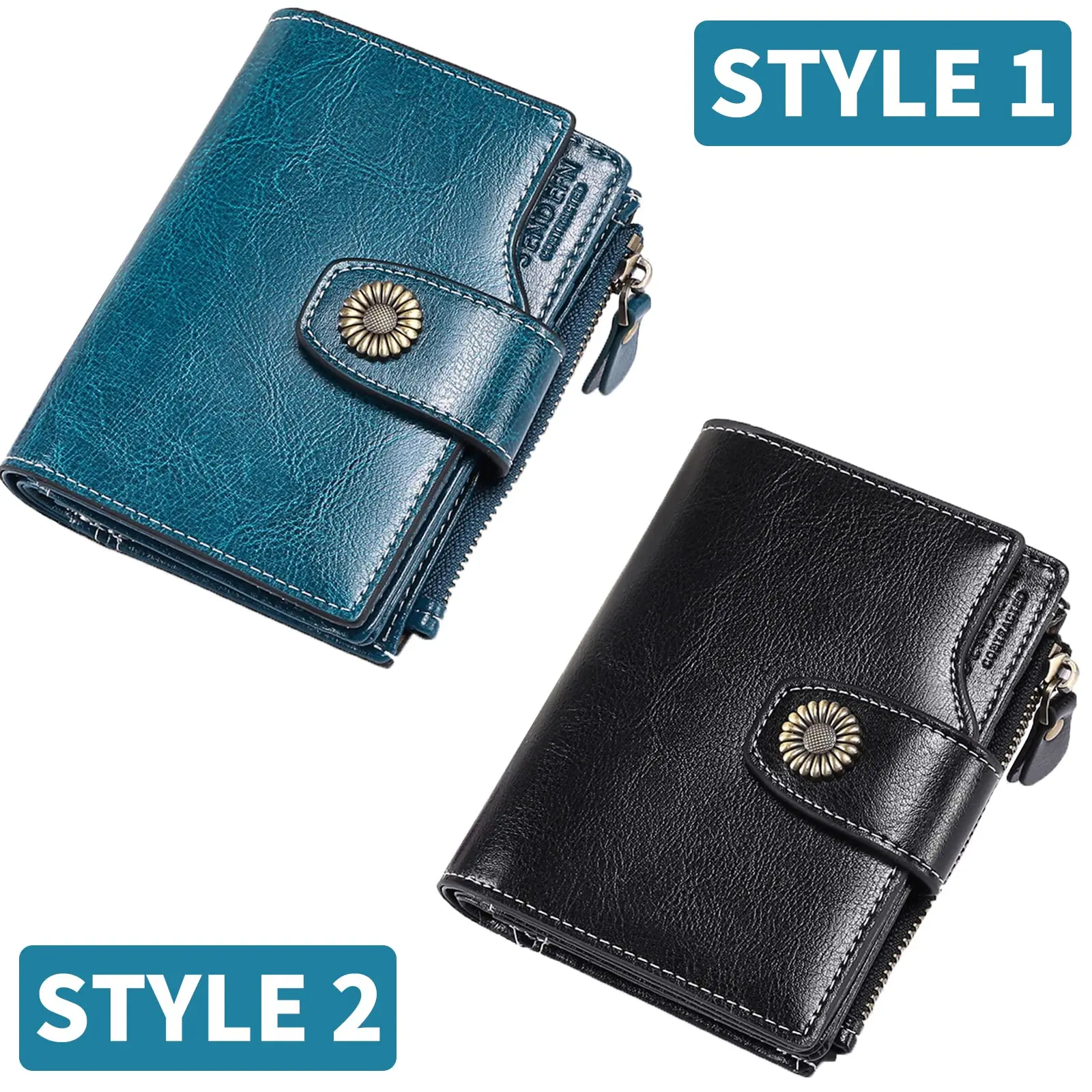Small Wallet for Women Genuine Leather Bifold Compact RFID Blocking Small Womens Wallet