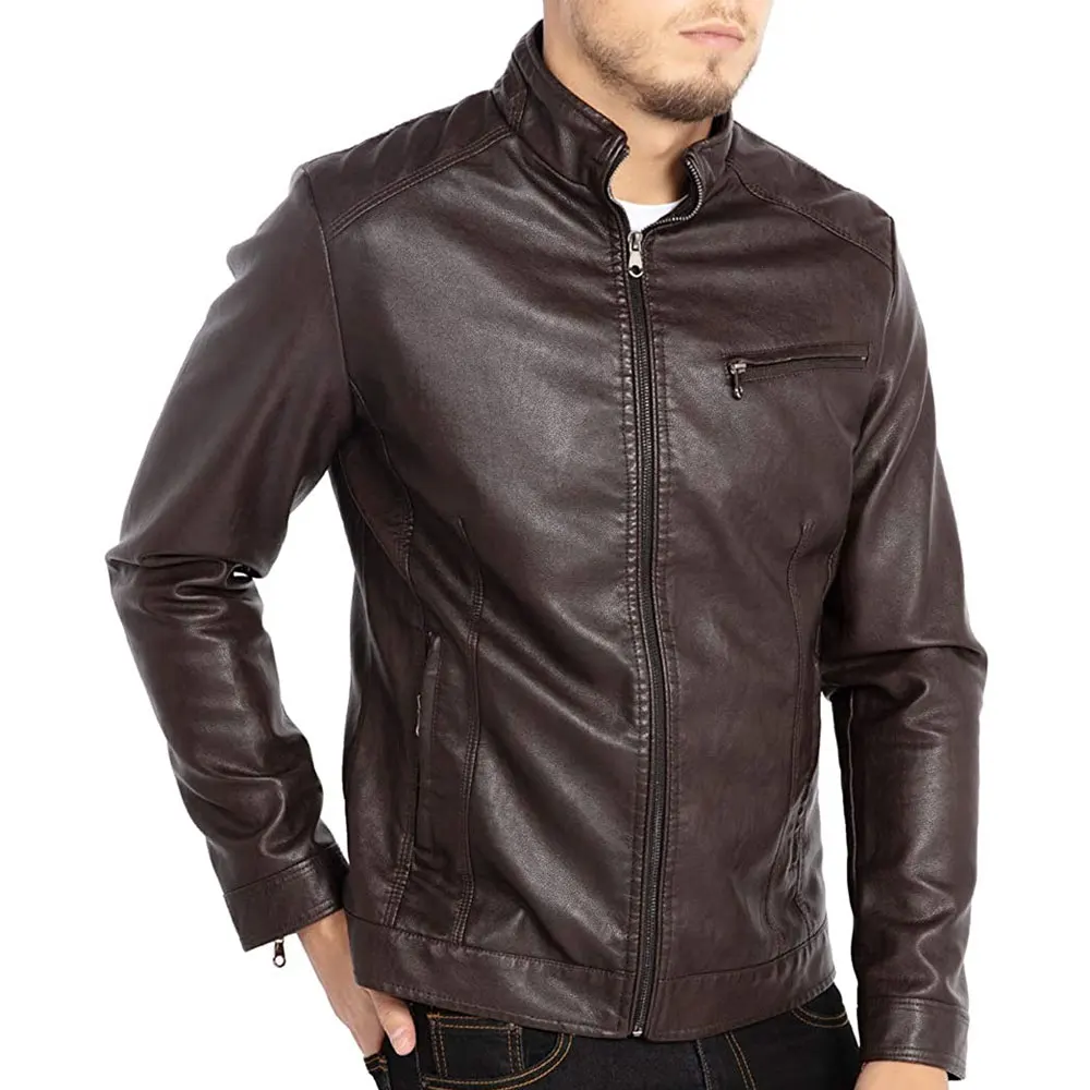 High Quality Custom Logo Light Weight Cheap Price Men Leather Jackets / Best Design Men Leather Jacket With Full Sleeve