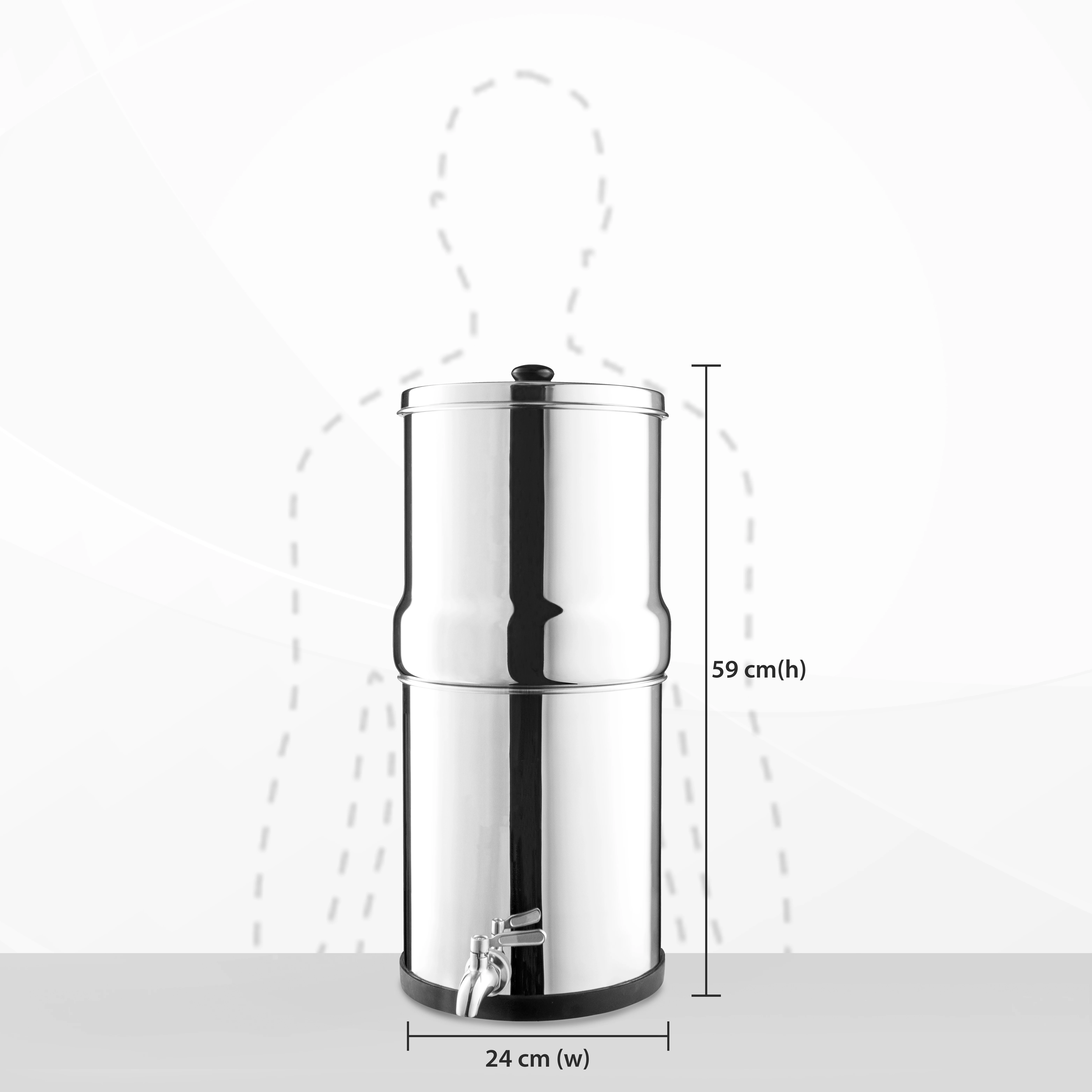 Top Selling 304 Stainless Steel Gravity Water Filter System With Activated Carbon Filter Stainless Steel Gravity Water Filter