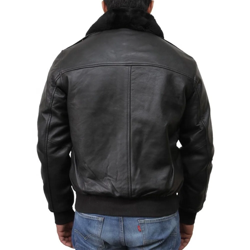 Latest Mens Bomber Aviator A2 Pilot sheep Fur Collar Leather Jacket