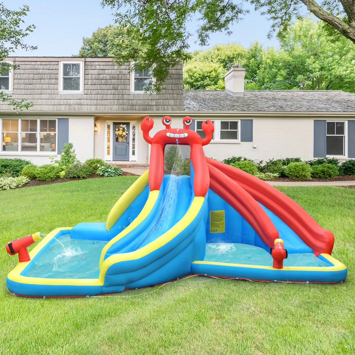 Durable commercial grade PVC inflatable water slide Crab Double slide Bounce House Splash pool