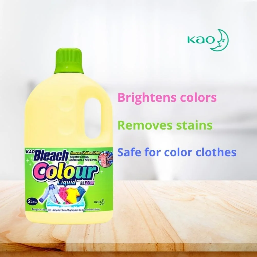Laundry Cleaning No Foam Spot Stain Removal Chlorine Scent Transparent Detergent Kao Bleach Colour Liquid 2L for Clothes