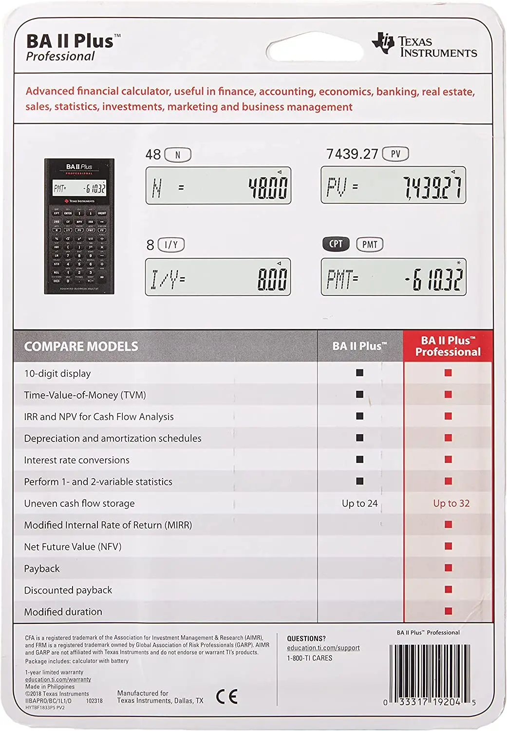 Texas Instruments BA II Plus Professional Calculator