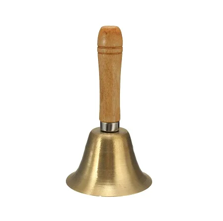 Brass Bell With Wood Handle Attractive Design Customized Shape Golden Color Hand for Home and Garden Use