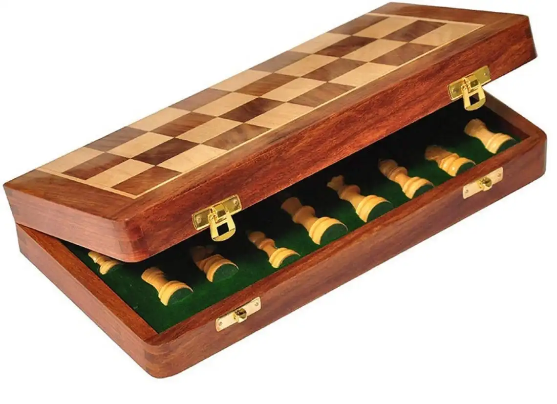 Indian Magnetic Wooden Chess Set Folding Chessboard Pieces Wood Board Kid Gift Toy Hot