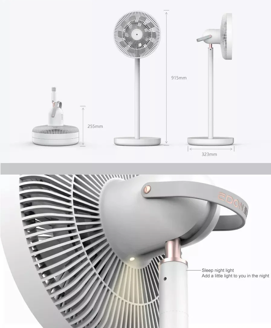 Cool Storage Battery Rechargeable Stand Fan Personal Pedestal Stand Fan 13 inch Portable Folding Stand Fan with Remote