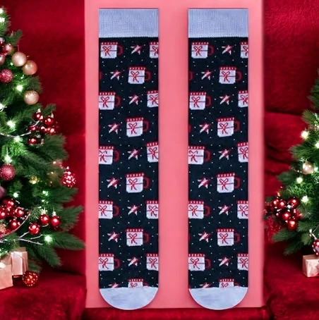Unisex Christmas Xmas Happy Socks Perfect New Year Gift-Spandex Cotton Sport and Casual Print Design for Men and Women