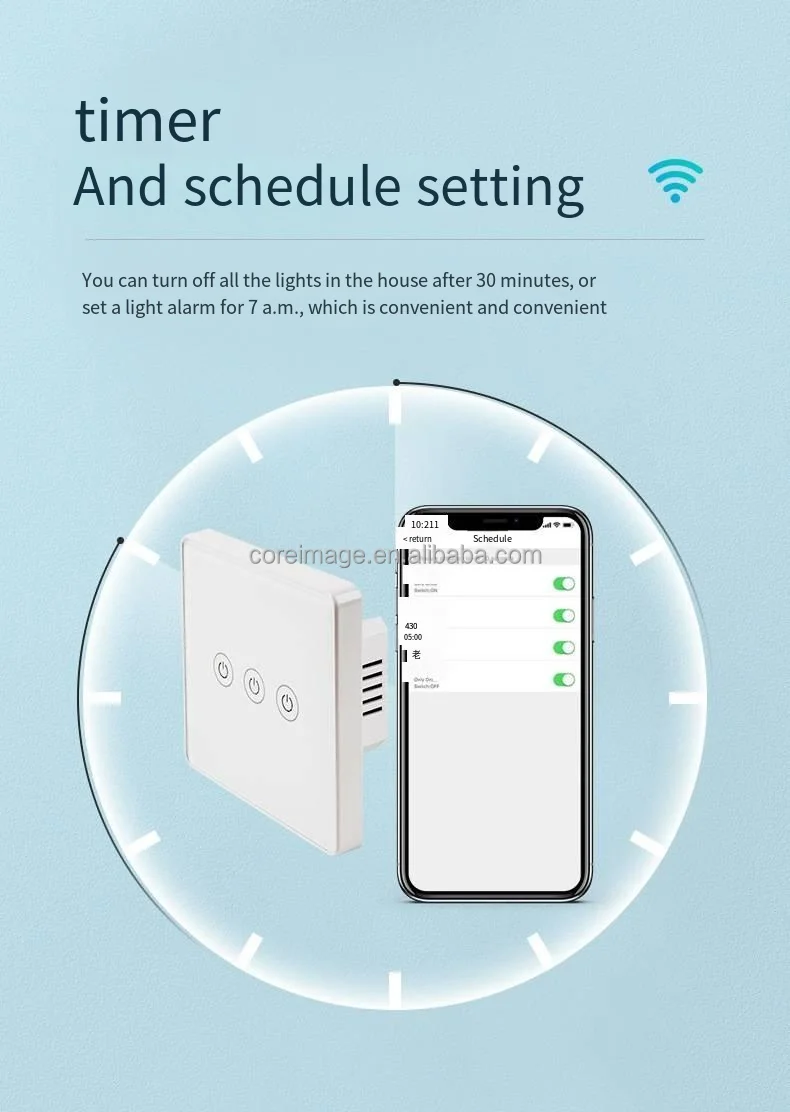 EU Standard APP Remote Control Smart Light Switch Works with Alexa and Google Home Voice Control WiFi Switch