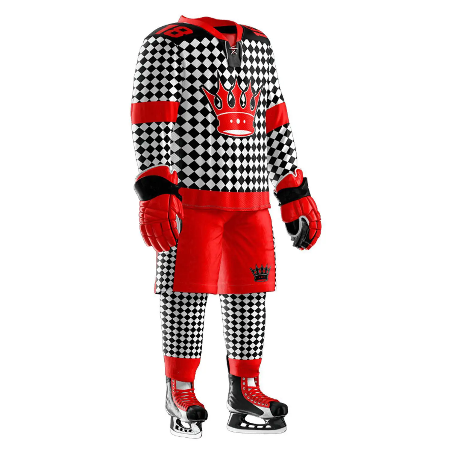 100% Polyester Mesh Fabric Custom Made Hockey Uniform Set Full Sublimation Printing Ice Hockey Jersey Socks And Pants Shell