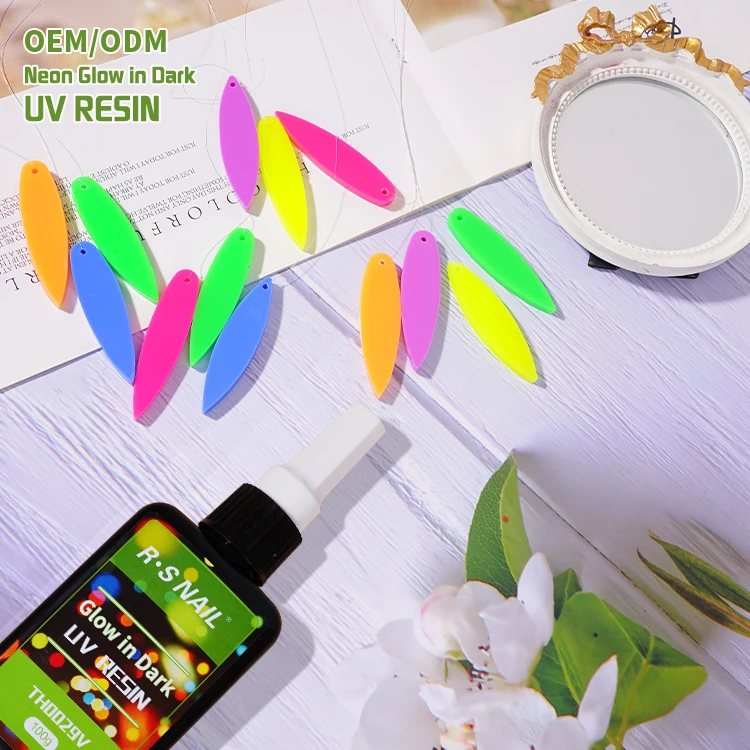 Neon Glow in Dark UV Resin KitUV Epoxy Resin Set UV Light Crystal Hard Type Resin Glue Jewelry Kit
