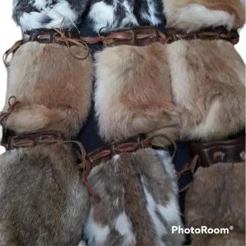 Сумка из меха кролика с полосками натуральной кожи