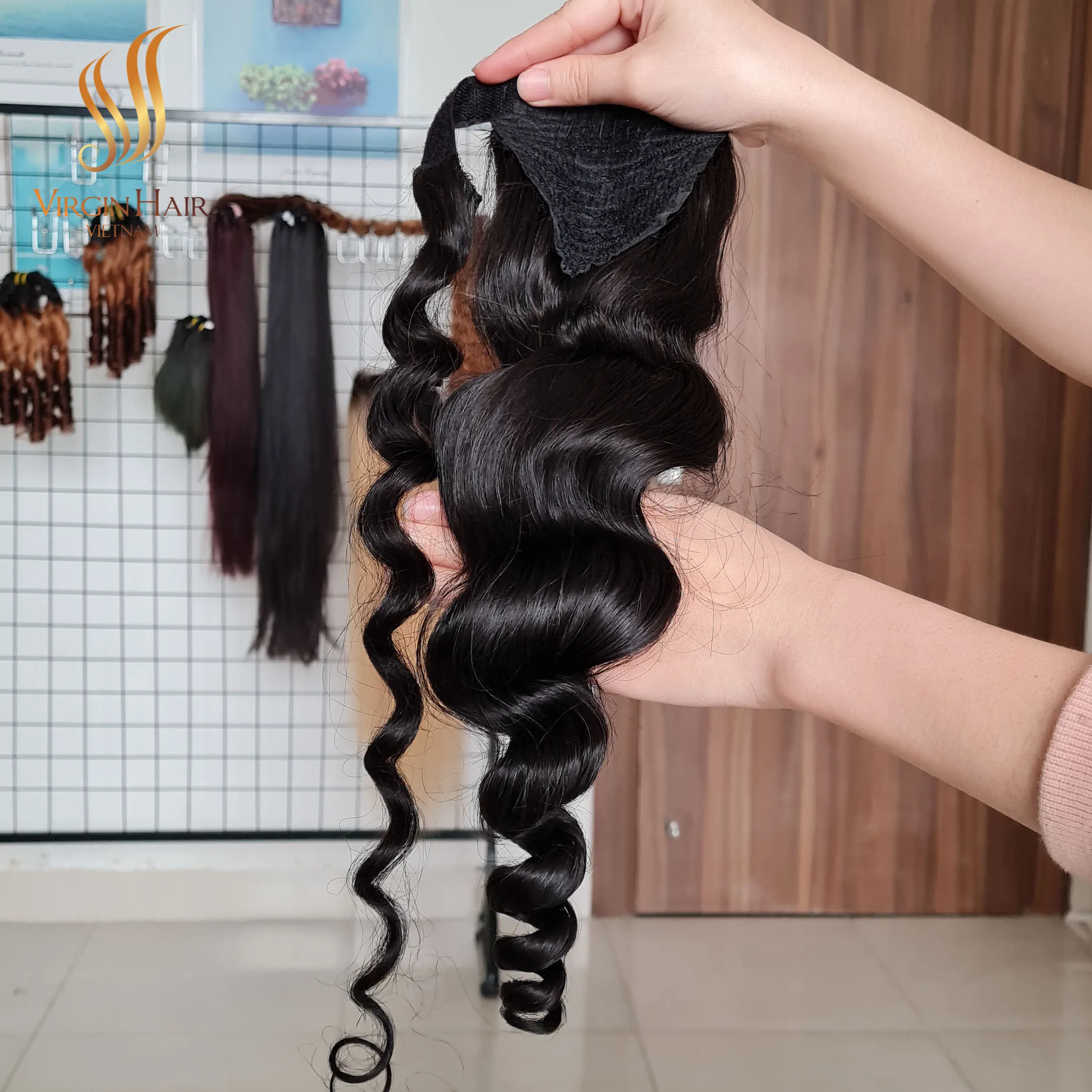 100% Human Hair Ponytail Wholesale Price Customized Style Natural Color High Quality Vietnamese Raw Virgin Hair