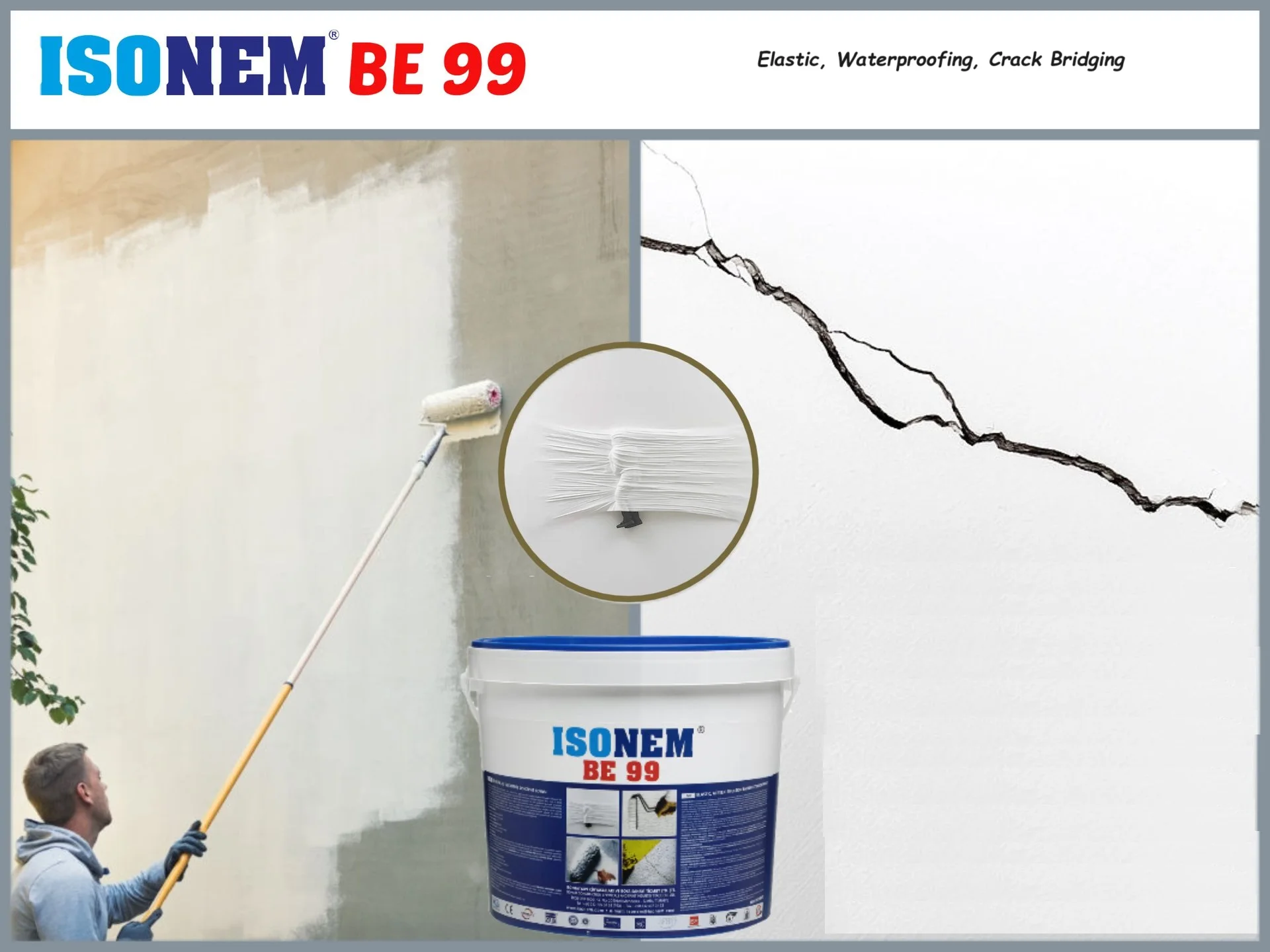 Изонем BE99 эластичная Наружная и внутренняя эмульсионная краска для стен дома гибкая устойчивая к ультрафиолетовому воздействию гидроизоляция сделано в Турции