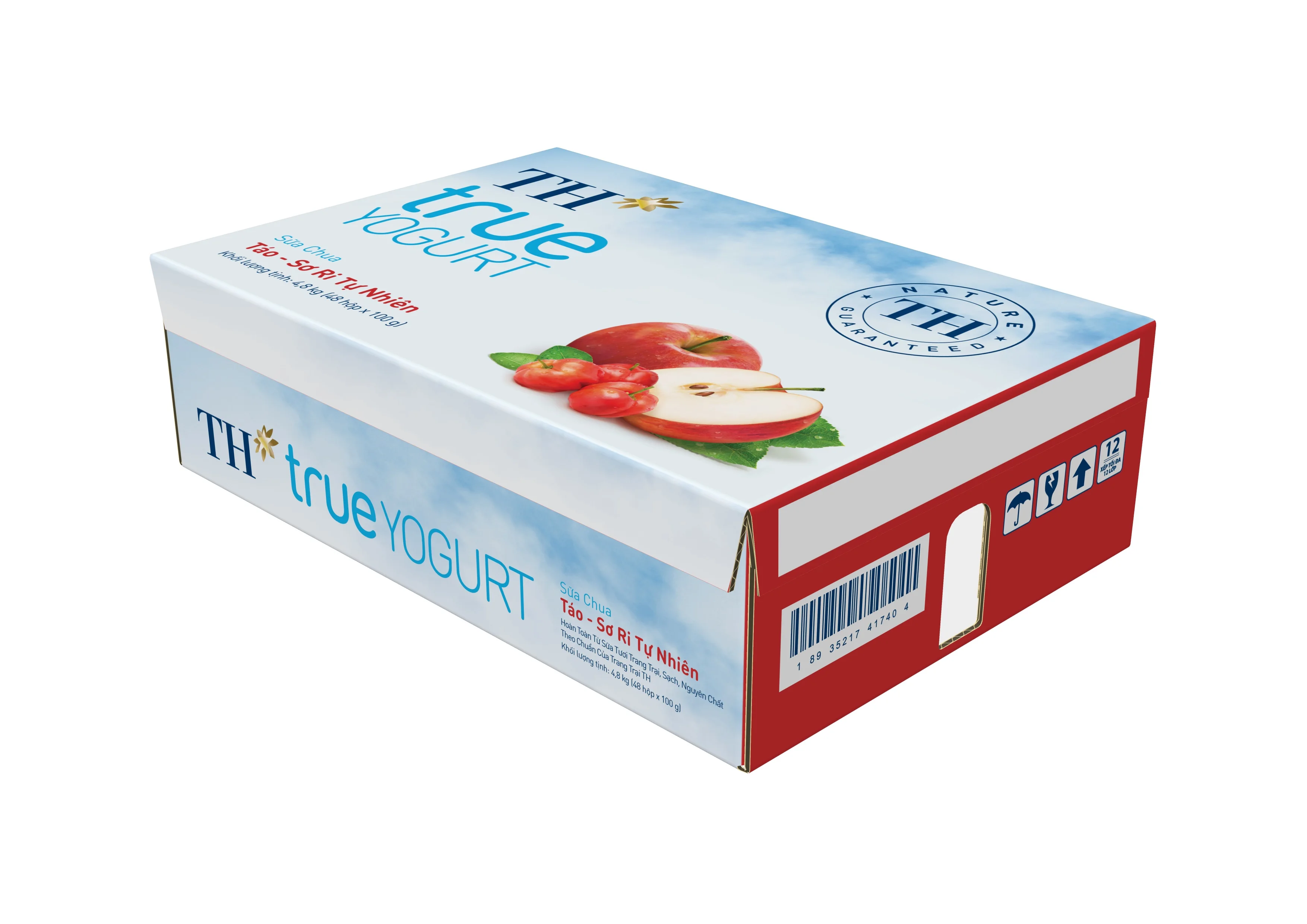TH true YOGURT- Natural Apple and Acerola Cherry Yogurt 100gx48C Nutrition Dairy Products Delicious Fruity Yogurt