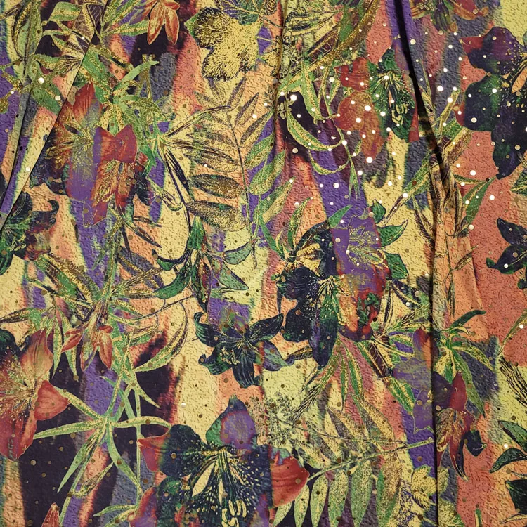 Korea self-developed design flowers with twinkle polyester cotton silk every fabric for dress clothes home textile beautiful