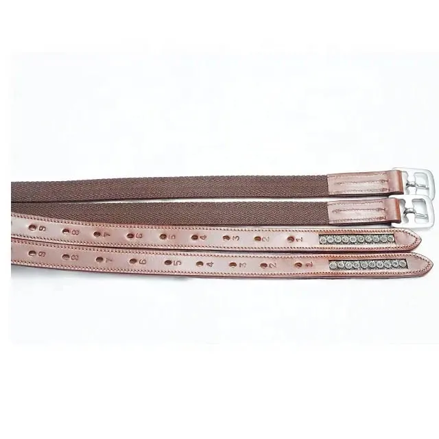 Horse English Saddle High Quality Drum Dyed Leather Stirrups Leather Strap with Rhinestones horse equipment