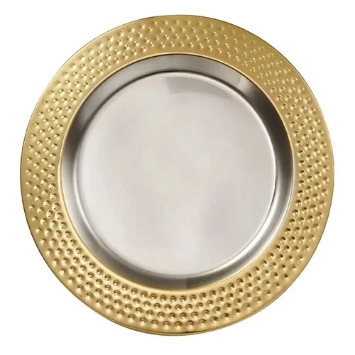 High Quality Metal Charger Plate Wedding Supplies Dinner Plates Gold Wholesale Plate for Wedding Banquet Party Events Christmas