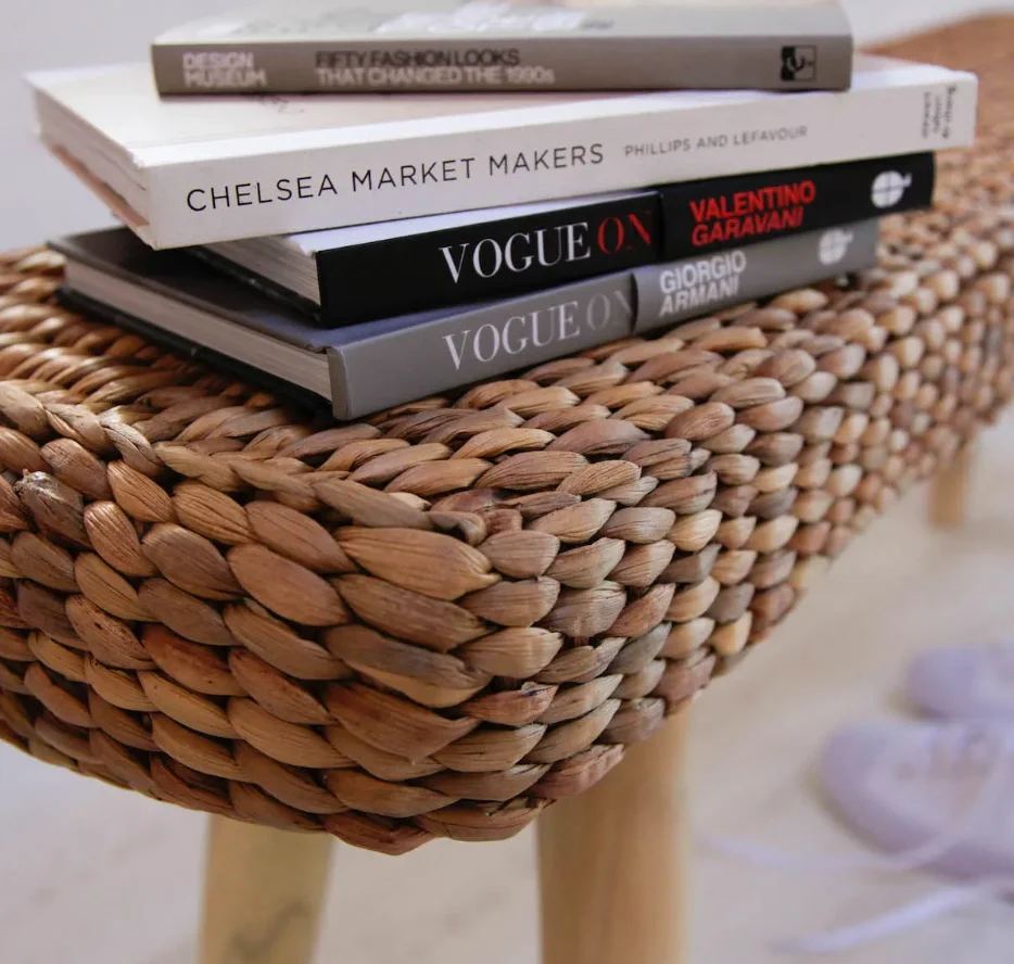 High quality Best Selling Modern naturally beautiful Water hyacinth wicker bench for Home Decoration hotel waiting bench