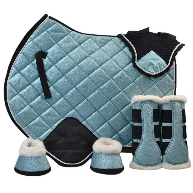 Custom Color Glitter Saddle Pad Matching Sets Polycotton Lining for Dressage and Jumping Customizable Saddle Pad Set OEM