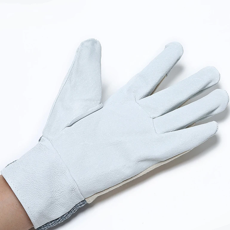 Gray A Grade Grain Goatskin Leather Mechanic Work / Driver Gloves Customized Logo Wholesale Factory Price Safety Gloves