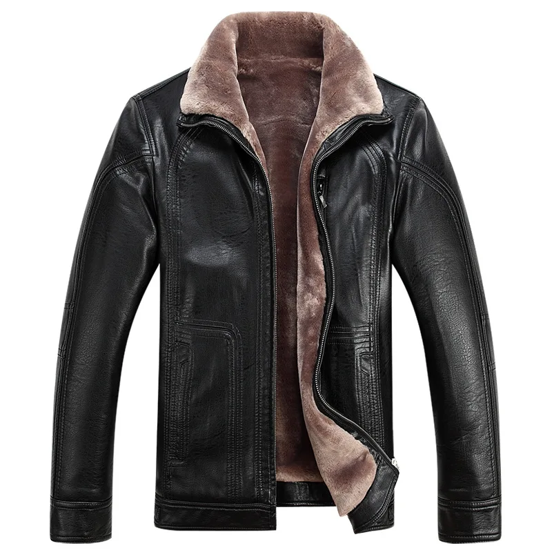 Donice Factory Price  New Style Brown sheep Leather and faux fur Jacket Men