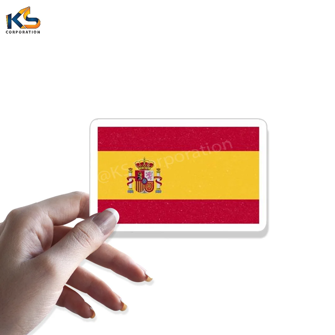 Custom Spain Flags Stickers Die Cut Design Stickers High Quality Customized Design National Flags Stickers Printing