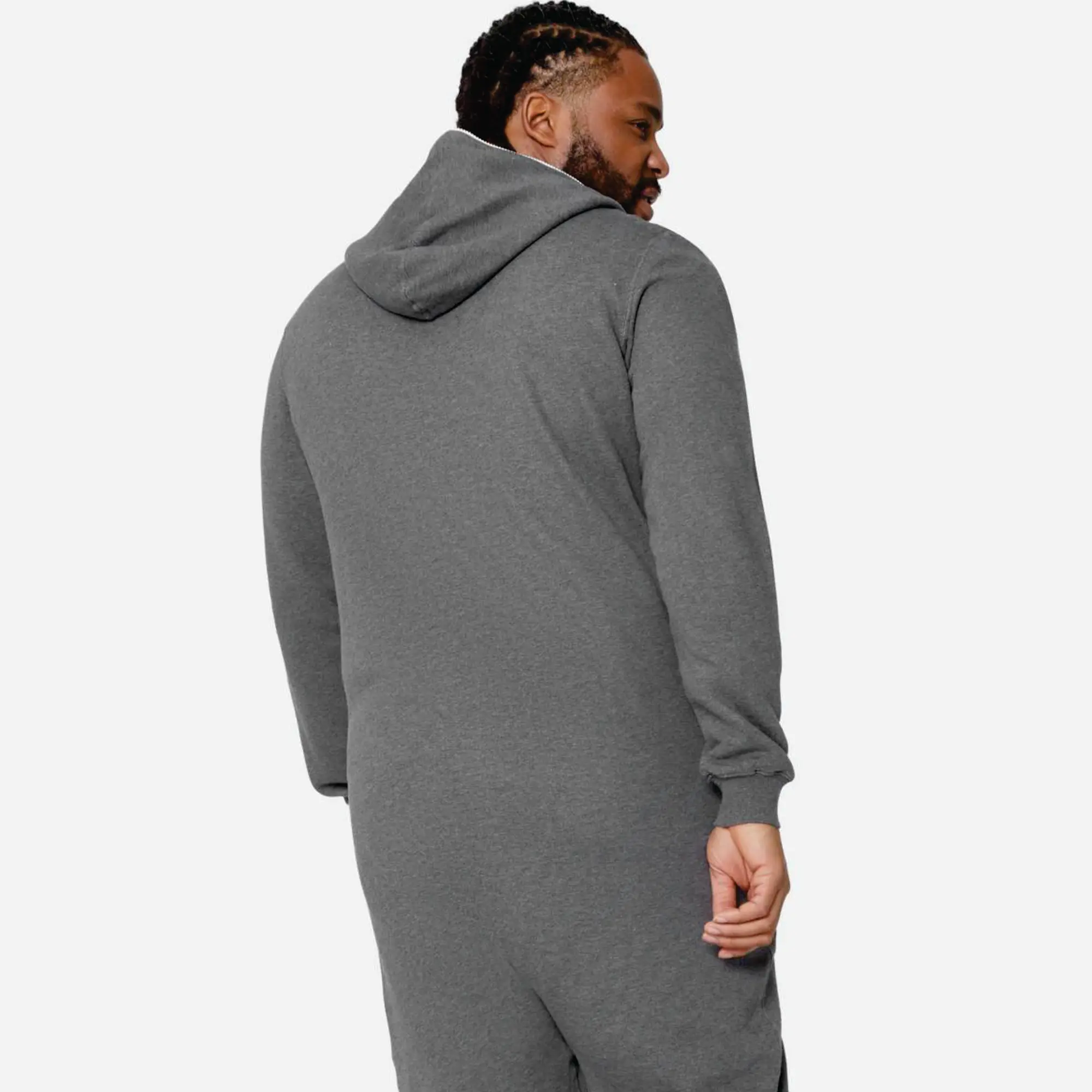 93% Cotton 7% Elastane One Way Zipper Opening Front Kangaroo Pocket Red Women Original Fitted Onesie Slim Jumpsuit