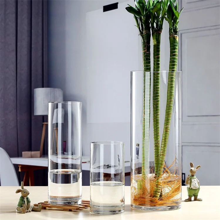 Прозрачная цилиндрическая стеклянная ваза для цветов размером 30 см, 35 см, 40 см, 50 см, 60 см