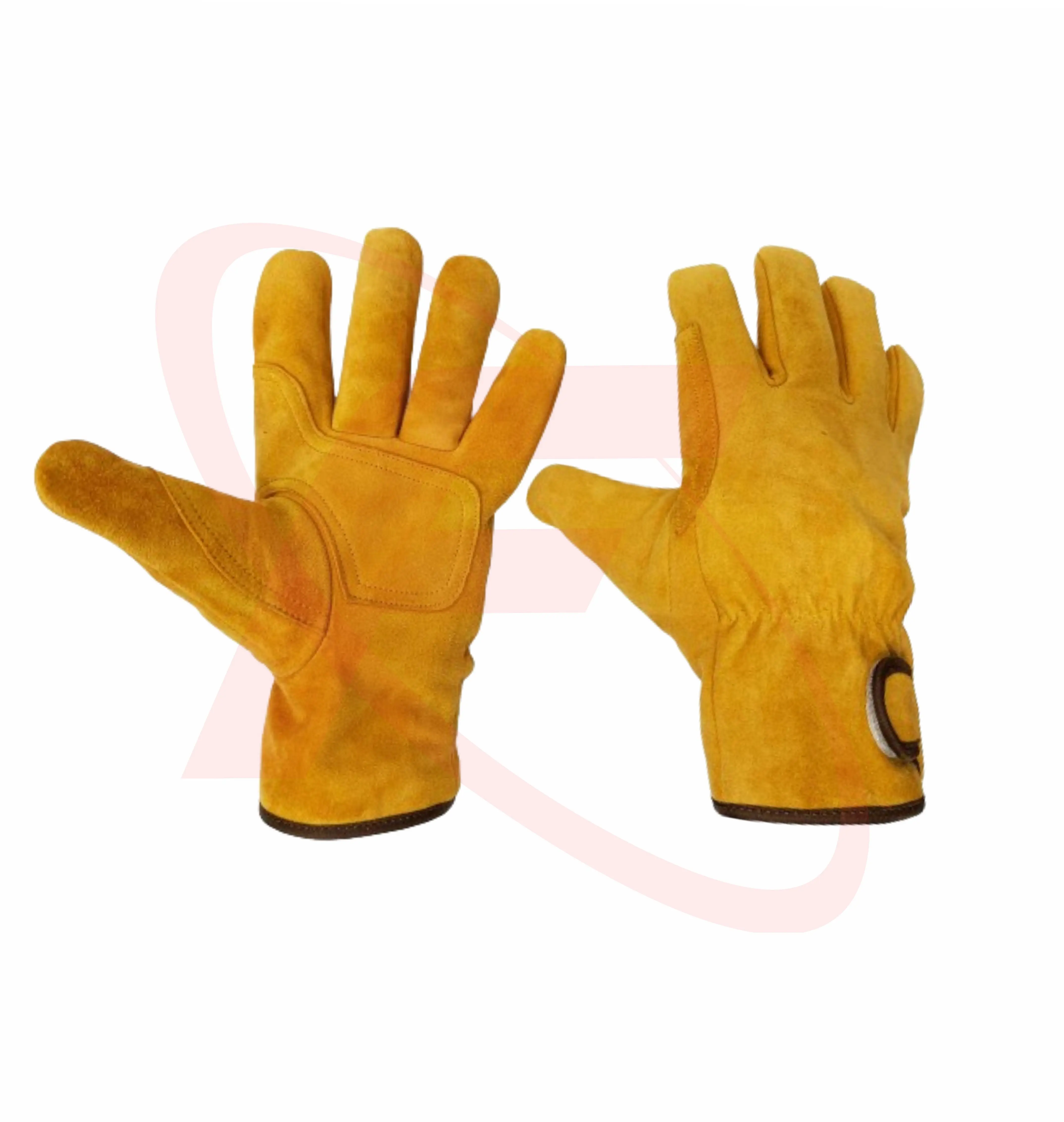 2024 Top Selling Leather Working Gloves Reinforcement Palm safety work Glove In Goatskin Suede leather With Thumb Crotch Style