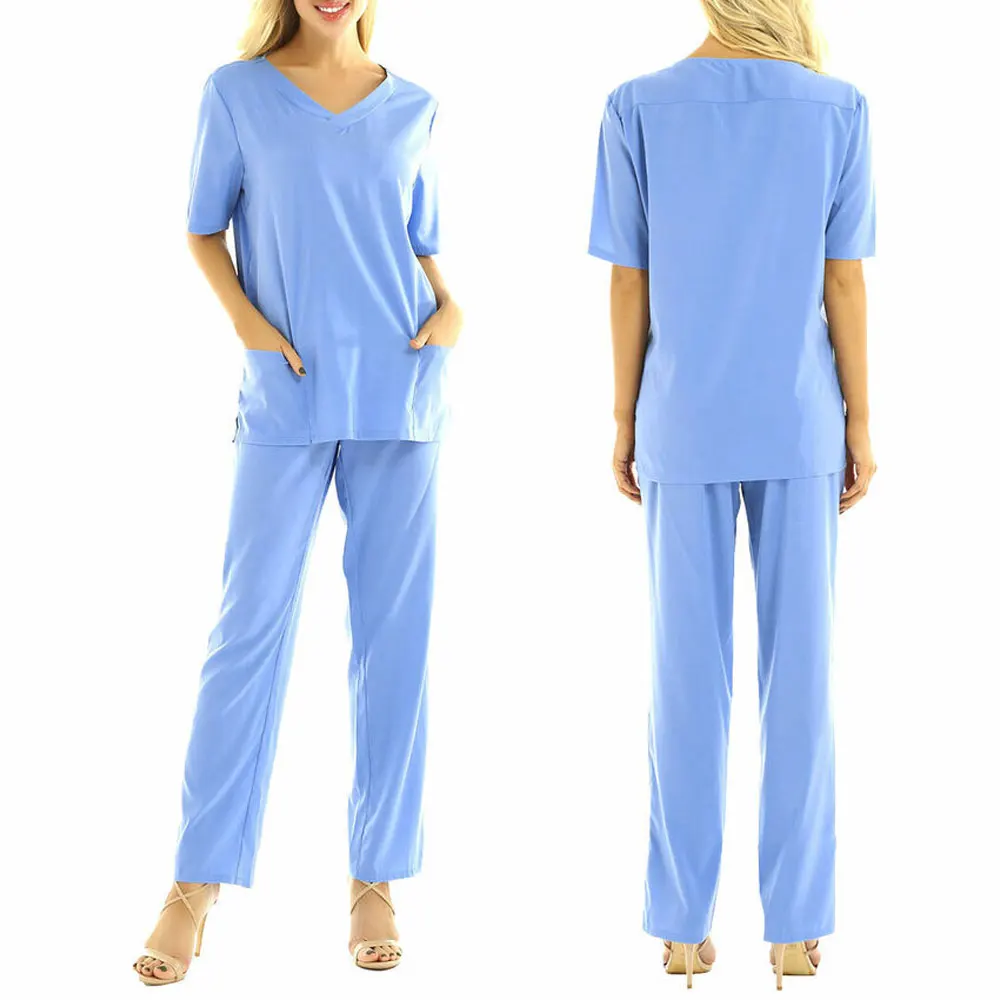 2024 Plus Size Regular unisex Hospital medical scrubs Tunic Work Uniform 2 Piece Suit  Cheap Price Comfortable Medical Scrubs
