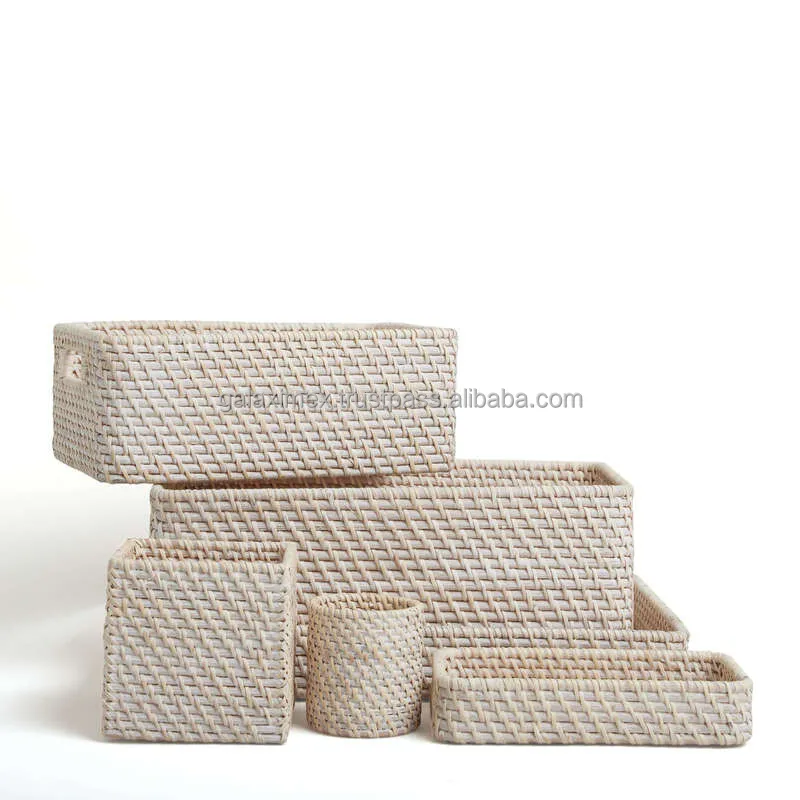 Белая коллекция из ротанга для ванной комнаты, аксессуары, корзины для хранения еды, кухонные принадлежности и домашняя посуда от производителя