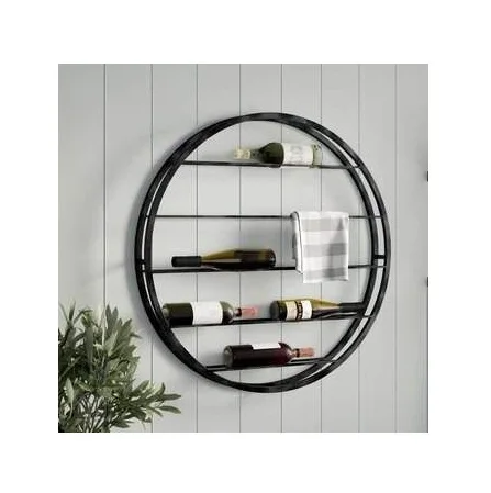LUxury antique home decorative wall racks metal stand wooden 2 layer storage use kitchen washroom living room wall raks