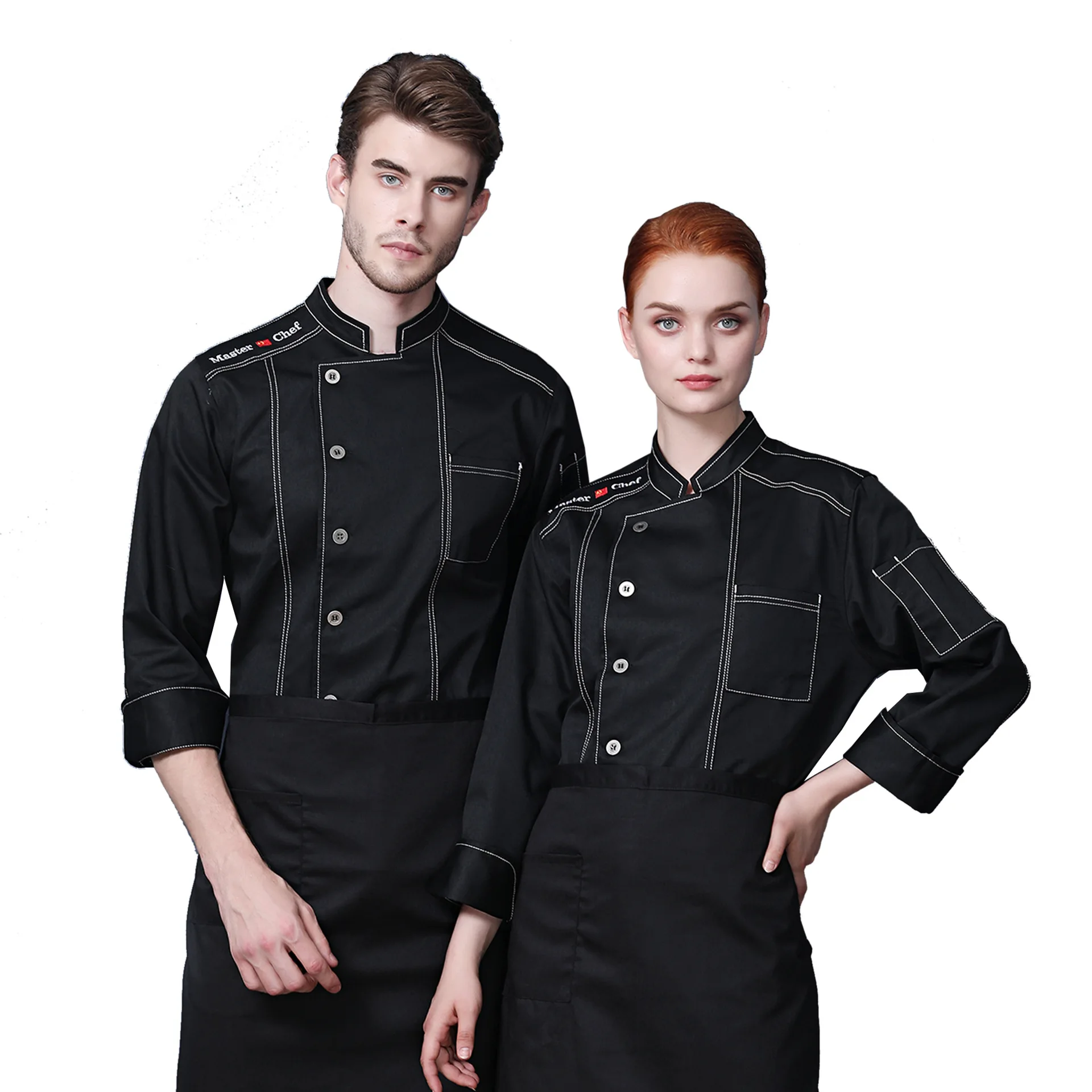 Factory Supply OEM Custom Sushi Chef Kitchen Jacket Uniforms Black Shirt For Chef Uniform Set Women Shirts For Kitchen Uniforms