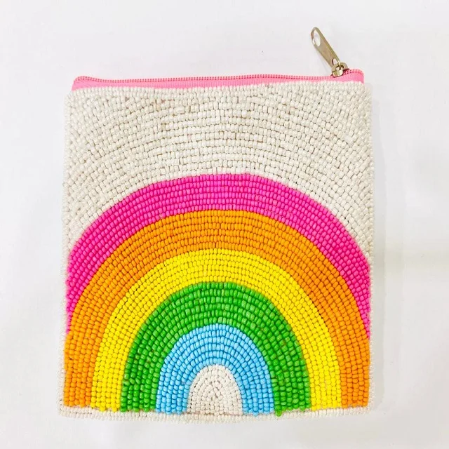 2022 Lowest Price Hot Selling Indian Handmade Acrylic Beaded Quilted MOM Design Mini Coin Purse Pouch for Women