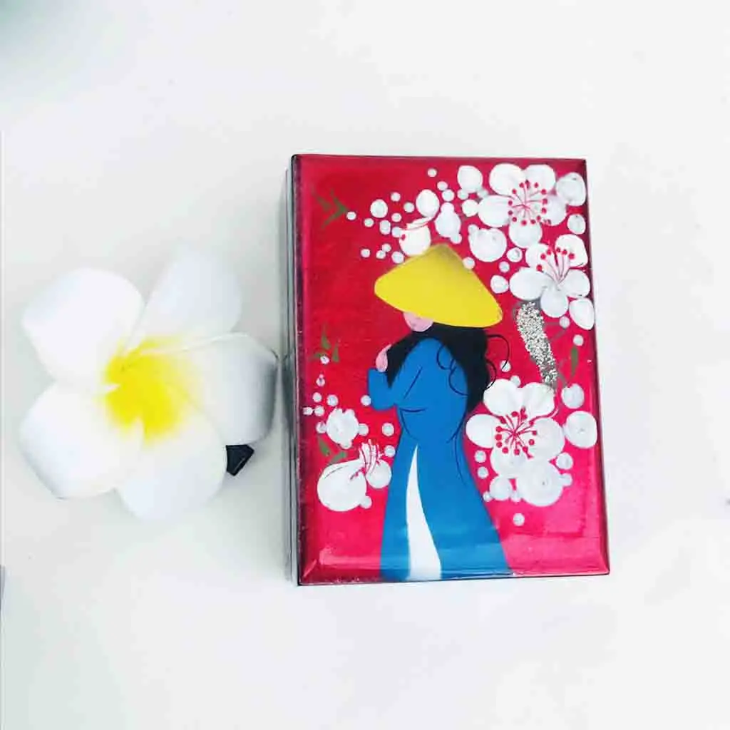 Vietnam lacquer velvet wooden painted handmade jewelry box organizer custom size and design private branding