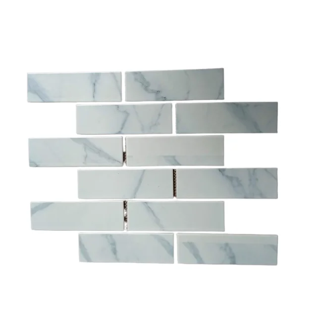 Top Sell 2022 Brick Bone Carrara Marble Look Porcelain Mosaic Tiles For Wall & Floor Decoration Usable Tiles Low Prices