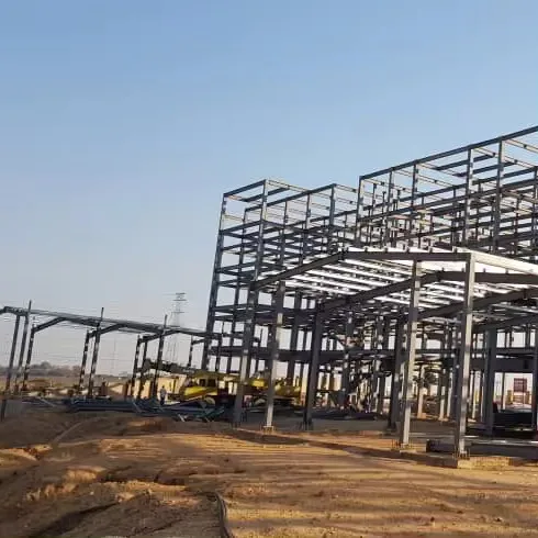 Prefabricated warehouse workshop hangar shed construction industrial metal frame steel building