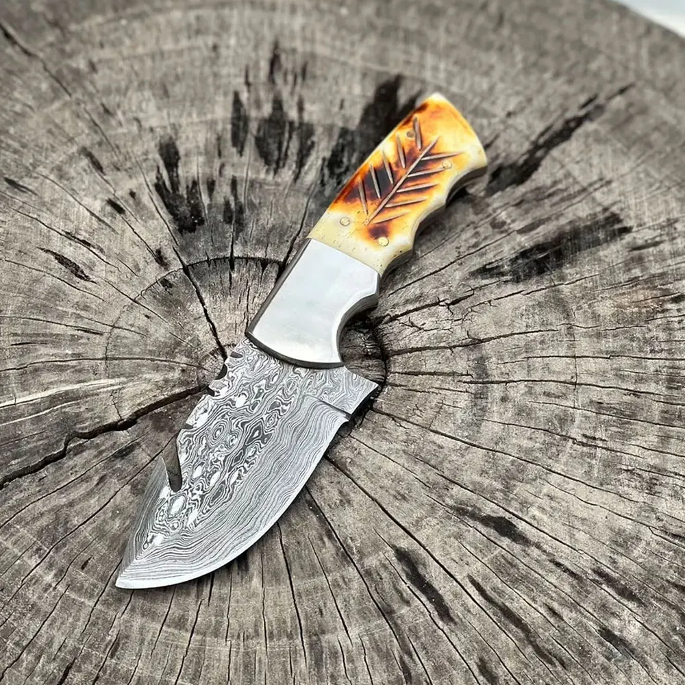 Индивидуальный логотип фиксированное лезвие Скиннер нож Оптовая Продажа Бестселлер дешевая цена Дамасская сталь охотничий