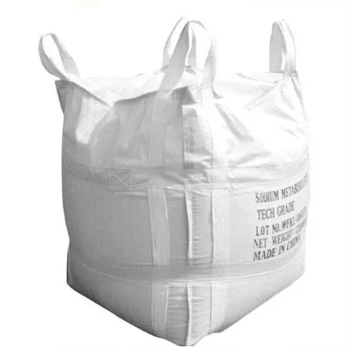 Jumbo Bag Big Bags Scrap PP 1000kgs Top White Skirt Cross Flat Color Printing Feature Weight Bottom Loop Safety Material SHN