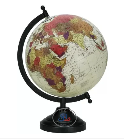 Wood Base - World Globe Rotating Vintage Decorative Nautical Desktop Table White Color World Map Rotated World Globe