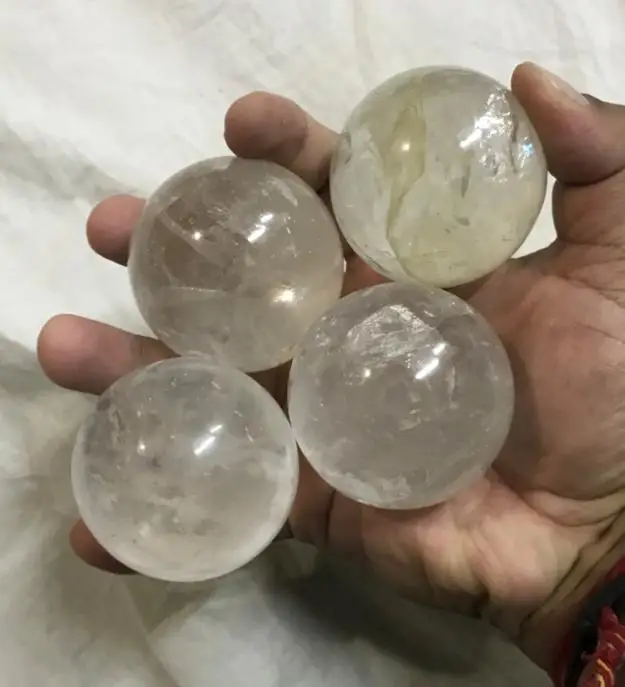 Natural White Crystal Quartz Earth Mined Mineral Spheres for Sale Healing Ball For Meditation W Stand Bulk Product