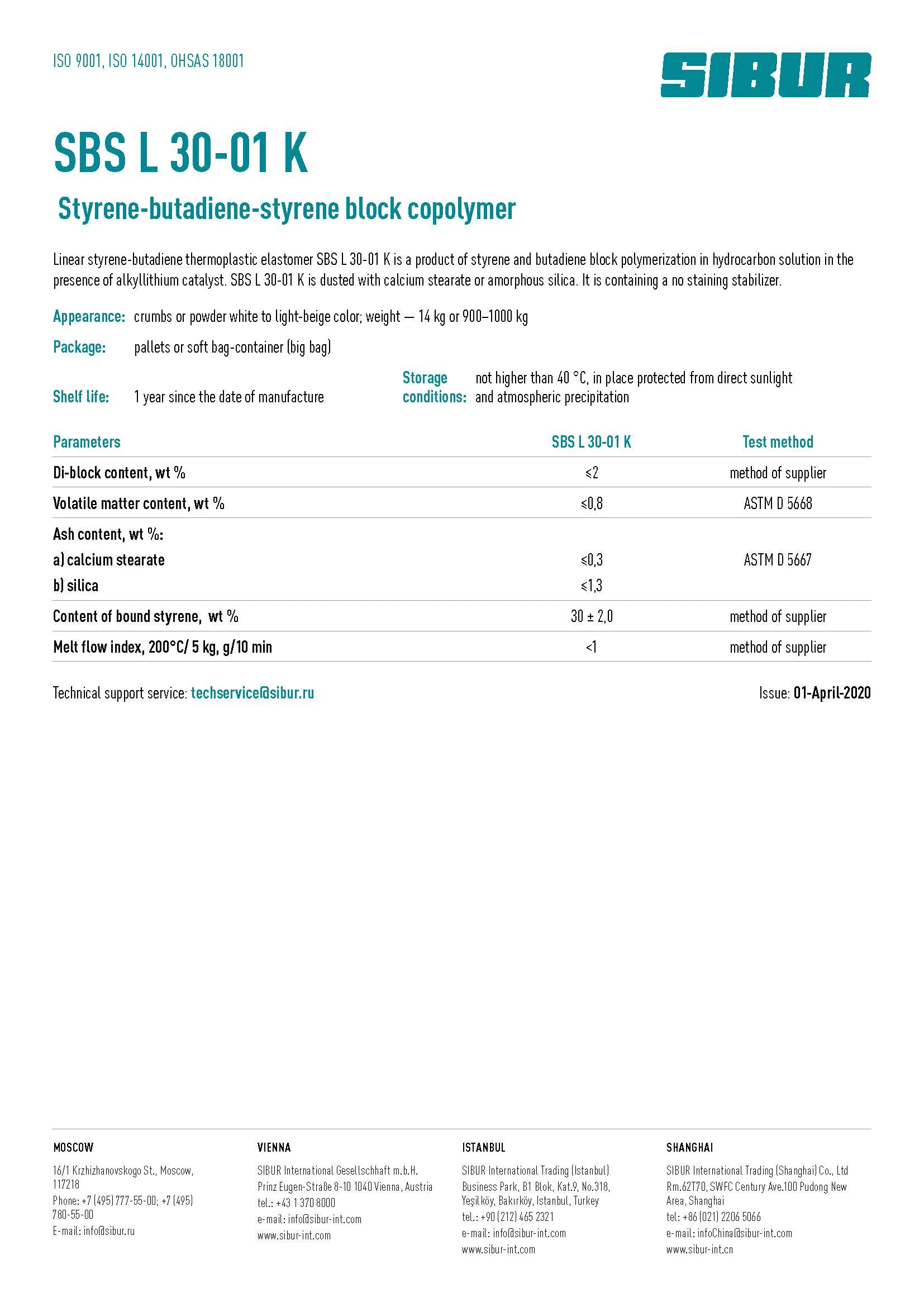 Styrene butadiene copolymer SBS L 30-01K granules for sale in bulk high quality chemicals for sale