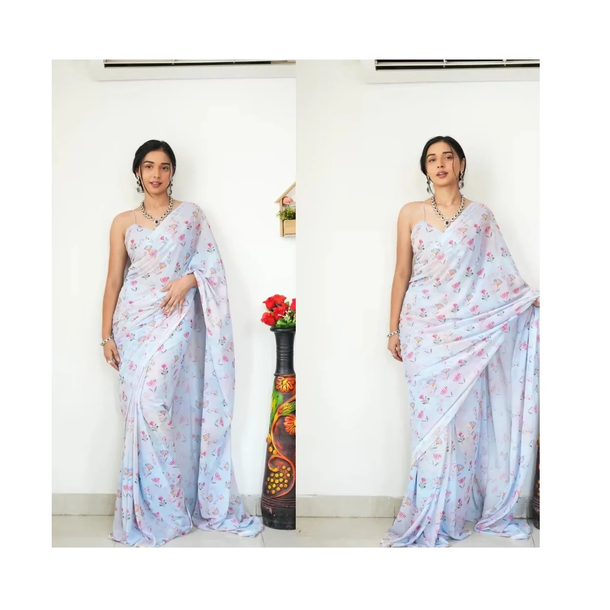 Export Quality Premium Georgette Printed Saree for Every Special Occasion Available at Best Supply from India