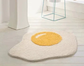 Egg Bathroom Rug Non Slip Cute Bath Mat Soft Shower Rug Plush Microfiber Water Absorbent Thick Shaggy Floor Mats
