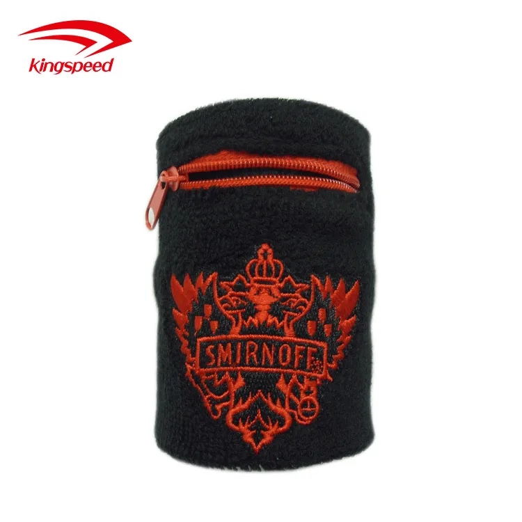 Wholesale Custom Tennis Sport Wrist Band Money Wallet Pouch Sweat Wristband With Zipper Pocket