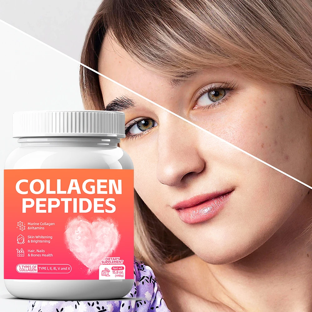 Private Label Pure Collagen Powder Glow Digestive Enzymes Marine Collagen Powder Drink For Skin Whitening Supplement